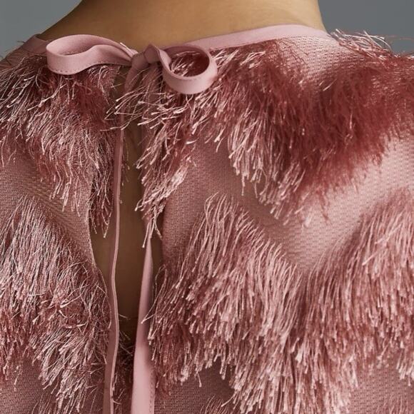 Anthropologie Hutch Fringed Chevron Shift Dress in Rose Size S - Picture 2 of 13